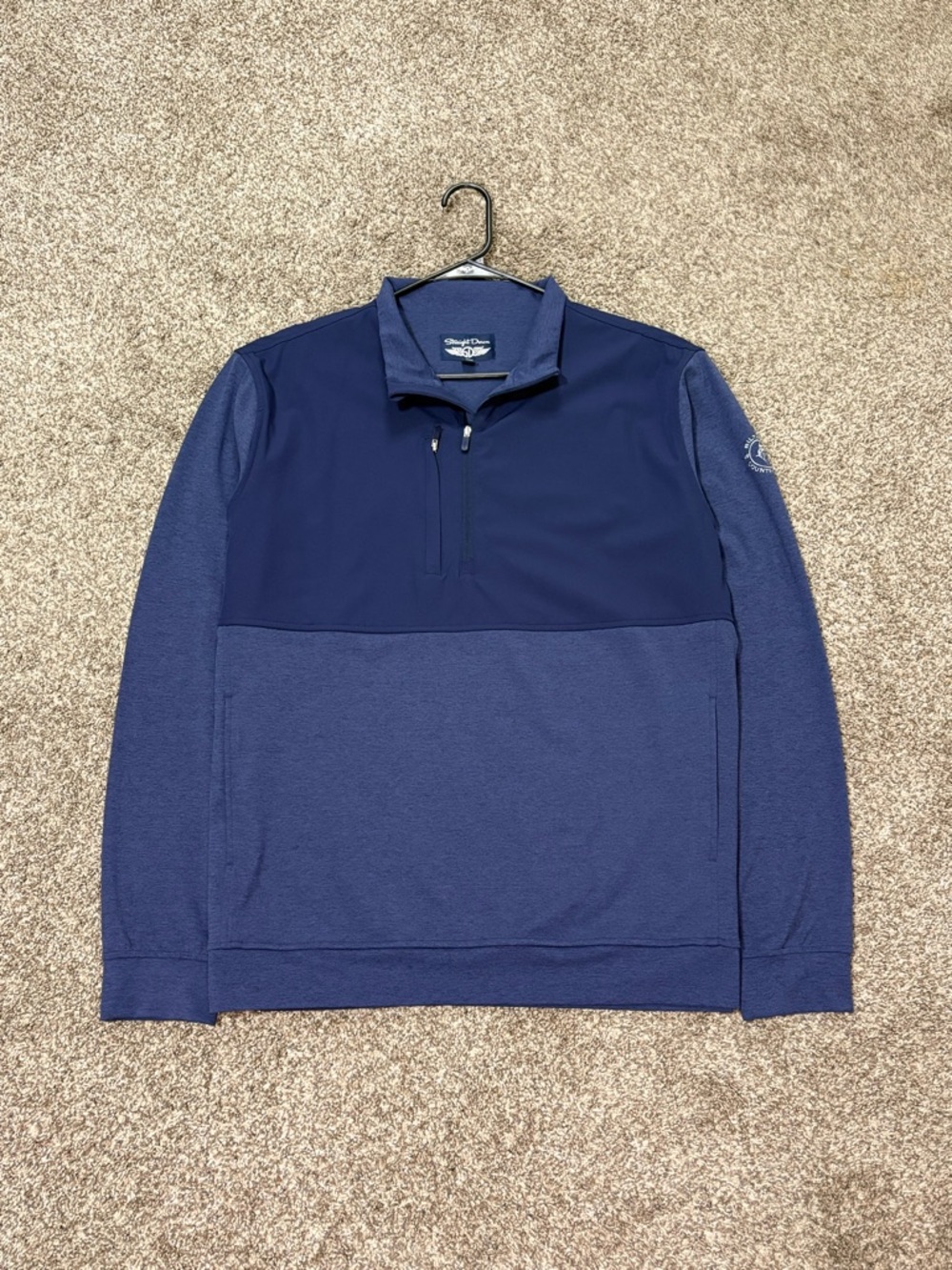Straight Down Men Harding Hybrid Quarter Zip Golf Pullover Indigo Performance XL